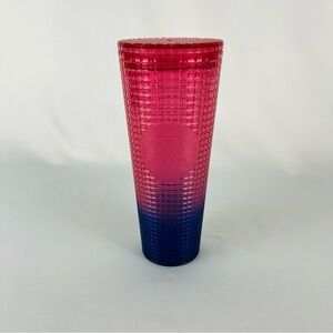 Starbucks 2022 “Watermelon” Pink and Blue Gradient Ombre Grid Venti 24oz Tumbler